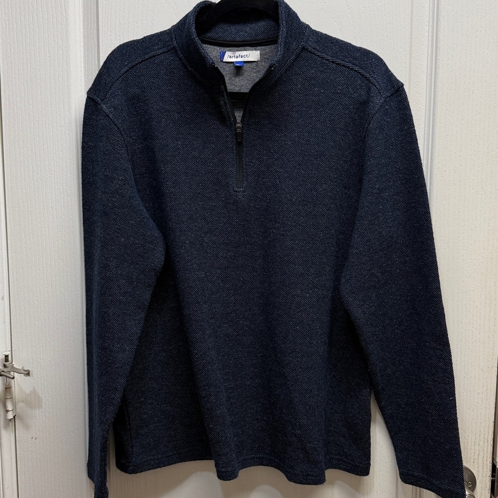 artefact Mens LRG Quarter Zip Pullover Sweater Blue  Long Sleeve Textured Casual